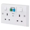 Schneider Electric Exclusive Square Edge 30mA 2-Gang 2P+E Switched Passive RCD Socket White