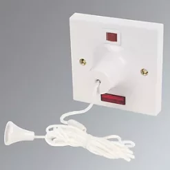 MK 50A 1-Way Pull Cord Switch White with Neon