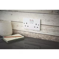 MK Logic Plus 13A 2-Gang DP Switched Plug Socket White -White Switches & Sockets Sales Store 15747 A2