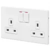 MK Aspect 13A 2-Gang DP Switched Plug Socket White with Colour-Matched Inserts