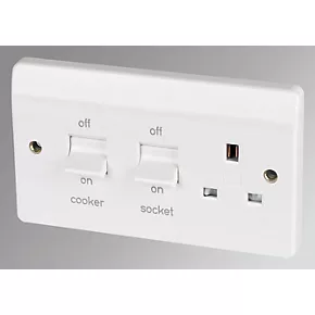 MK Logic Plus 45A 2-Gang DP Cooker Switch & 13A DP Switched Socket White 1 MK Logic Plus 45A 2-Gang DP Cooker Switch & 13A DP Switched Socket White