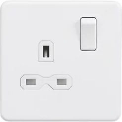 Knightsbridge SFR7000MW 13A 1-Gang DP Switched Single Socket Matt White with White Inserts