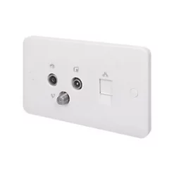 Schneider Electric Lisse 2-Gang Quadruplex Multimedia Socket White with White Inserts