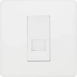 British General Evolve Slave Telephone Socket Pearlescent White with White Inserts -White Switches & Sockets Sales Store 194RF A2