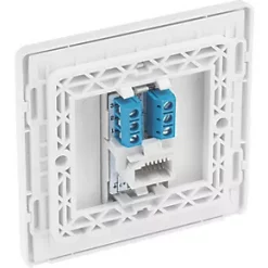 British General Evolve Slave Telephone Socket Pearlescent White with White Inserts -White Switches & Sockets Sales Store 194RF A4