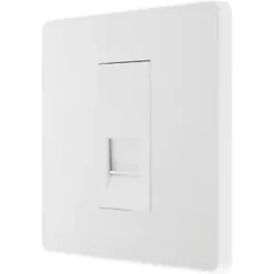 British General Evolve Slave Telephone Socket Pearlescent White with White Inserts