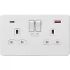 Knightsbridge SFR9909MW 13A 2-Gang DP Switched Socket + 4.0A 2-Outlet Type A & C USB Charger Matt White with White Inserts