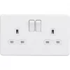 Knightsbridge SFR9000MW 13A 2-Gang DP Switched Double Socket Matt White with White Inserts