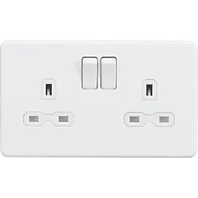 Knightsbridge SFR9000MW 13A 2-Gang DP Switched Double Socket Matt White with White Inserts 1 Knightsbridge SFR9000MW 13A 2-Gang DP Switched Double Socket Matt White with White Inserts