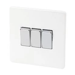Varilight 10AX 3-Gang 2-Way Light Switch Ice White