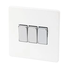 Varilight 10AX 3-Gang 2-Way Light Switch Ice White 1 Varilight 10AX 3-Gang 2-Way Light Switch Ice White