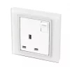 Retrotouch Crystal 13A 1-Gang DP Switched Plug Socket White Glass