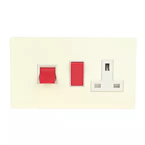 Varilight 45AX 2-Gang DP Cooker Switch & 13A DP Switched Socket White Chocolate with White Inserts 2 Varilight 45AX 2-Gang DP Cooker Switch & 13A DP Switched Socket White Chocolate with White Inserts - Image 2