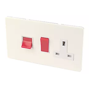 Varilight 45AX 2-Gang DP Cooker Switch & 13A DP Switched Socket White Chocolate with White Inserts 1 Varilight 45AX 2-Gang DP Cooker Switch & 13A DP Switched Socket White Chocolate with White Inserts