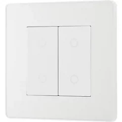 British General Evolve 2-Gang 2-Way LED Double Master Touch Trailing Edge Dimmer Switch Pearlescent White with White Inserts -White Switches & Sockets Sales Store 252PY A3