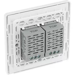 British General Evolve 2-Gang 2-Way LED Double Master Touch Trailing Edge Dimmer Switch Pearlescent White with White Inserts -White Switches & Sockets Sales Store 252PY A4