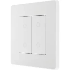 British General Evolve 2-Gang 2-Way LED Double Master Touch Trailing Edge Dimmer Switch Pearlescent White with White Inserts
