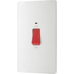 British General Evolve 45A 1-Gang 2-Pole Cooker Switch Pearlescent White with LED with White Inserts -White Switches & Sockets Sales Store 256PY A3