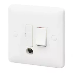 MK Base 13A Switched Fused Spur & Flex Outlet White with White Inserts