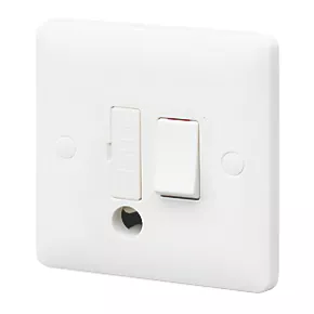 MK Base 13A Switched Fused Spur & Flex Outlet White with White Inserts 1 MK Base 13A Switched Fused Spur & Flex Outlet White with White Inserts