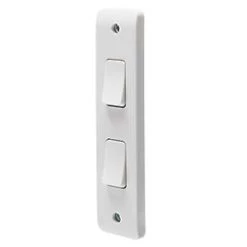 Crabtree Instinct 10AX 2-Gang 2-Way Architrave Switch White