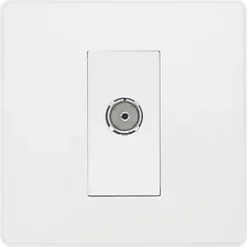 British General Evolve Coaxial TV / FM Socket Pearlescent White with White Inserts -White Switches & Sockets Sales Store 290RF A2