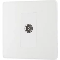 British General Evolve Coaxial TV / FM Socket Pearlescent White with White Inserts -White Switches & Sockets Sales Store 290RF A3