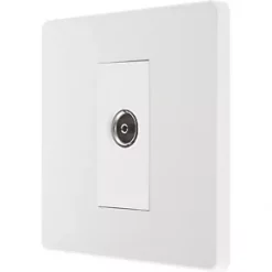 British General Evolve Coaxial TV / FM Socket Pearlescent White with White Inserts