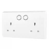 British General 800 Series 13A 2-Gang SP Switched Smart Socket White