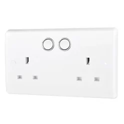 British General 800 Series 13A 2-Gang SP Switched Smart Socket White