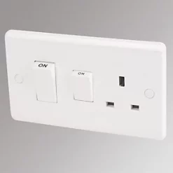 LAP 45A 2-Gang DP Cooker Switch & 13A DP Switched Socket White