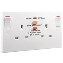 British General 900 Series 13A 2-Gang SP Switched Passive RCD Socket White -White Switches & Sockets Sales Store 3133J A2