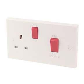 45A 2-Gang DP Cooker Switch & 13A DP Switched Socket White 1 45A 2-Gang DP Cooker Switch & 13A DP Switched Socket White