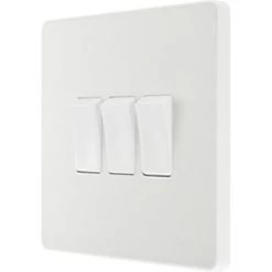British General Evolve 20 A 16AX 3-Gang 2-Way Light Switch Pearlescent White with White Inserts