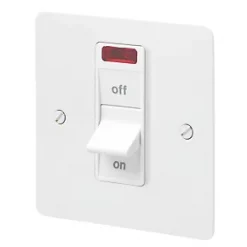 MK Edge 32A 1-Gang DP Control Switch White with Neon with Colour-Matched Inserts