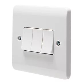Crabtree Instinct 10AX 3-Gang 2-Way Light Switch White 1 Crabtree Instinct 10AX 3-Gang 2-Way Light Switch White