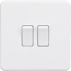 Knightsbridge SF3000MW 10AX 2-Gang 2-Way Light Switch Matt White