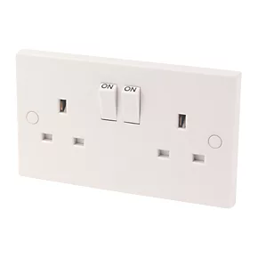 13A 2-Gang DP Switched Plug Socket White 1 13A 2-Gang DP Switched Plug Socket White