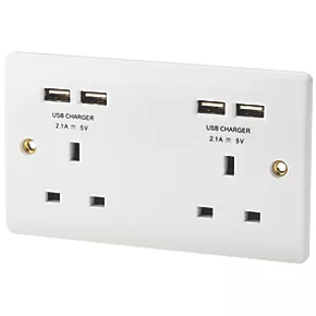 LAP 13A 2-Gang Unswitched Socket + 4.2A 4-Outlet Type A USB Charger White 1 LAP 13A 2-Gang Unswitched Socket + 4.2A 4-Outlet Type A USB Charger White
