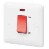 MK Base 32A 1-Gang DP Control Switch White with Neon with Red Inserts