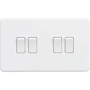 Knightsbridge SF4100MW 10AX 4-Gang 2-Way Light Switch Matt White 1 Knightsbridge SF4100MW 10AX 4-Gang 2-Way Light Switch Matt White