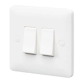 MK Base 10AX 2-Gang 2-Way Light Switch White 1 MK Base 10AX 2-Gang 2-Way Light Switch White