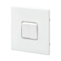 MK Aspect 10AX 2-Gang 2-Way Switch White with Colour-Matched Inserts