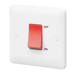 MK Base 45A 1-Gang DP Control Switch White with Red Inserts