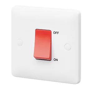 MK Base 45A 1-Gang DP Control Switch White with Red Inserts 1 MK Base 45A 1-Gang DP Control Switch White with Red Inserts