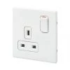 MK Aspect 13A 1-Gang DP Switched Plug Socket White with Colour-Matched Inserts
