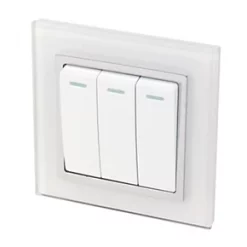 Retrotouch Crystal 10A 3-Gang 2-Way Light Switch White Glass