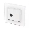 Retrotouch Crystal Coaxial TV Socket White Glass with White Inserts