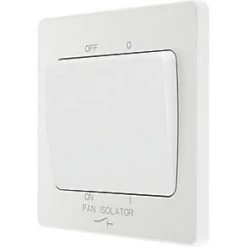 British General Evolve 10A 1-Gang 3-Pole Fan Isolator Switch Pearlescent White with White Inserts