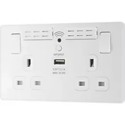 British General Evolve 13A 2-Gang SP Switched Double Socket With WiFi Extender + 2.1A 1-Outlet Type A USB Charger White with White Inserts 9 British General Evolve 13A 2-Gang SP Switched Double Socket With WiFi Extender + 2.1A 1-Outlet Type A USB Charger White with White Inserts -White Switches & Sockets Sales Store 479RF A3
